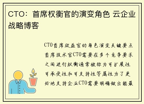 CTO：首席权衡官的演变角色 云企业战略博客